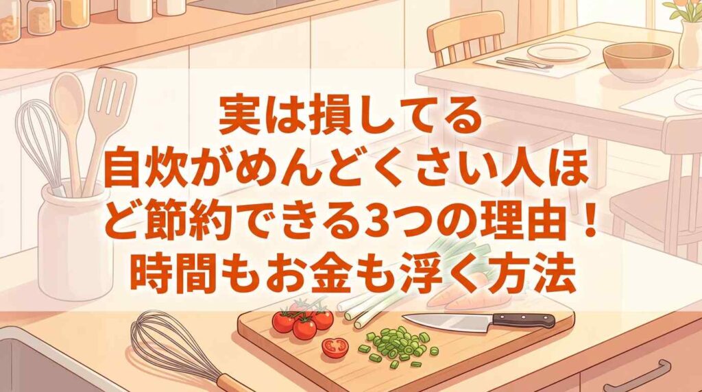 【実は損してる】自炊がめんどくさい人ほど節約できる3つの理由！時間もお金も浮く方法