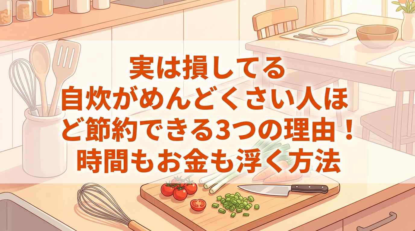 【実は損してる】自炊がめんどくさい人ほど節約できる3つの理由！時間もお金も浮く方法