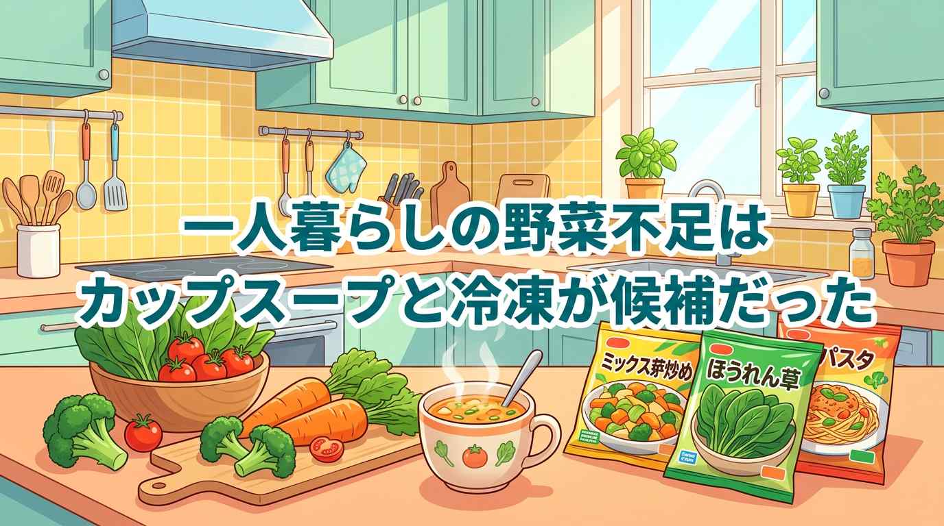 一人暮らしの野菜不足はカップスープと冷凍が候補だった件！5つの対策を見比べた結果