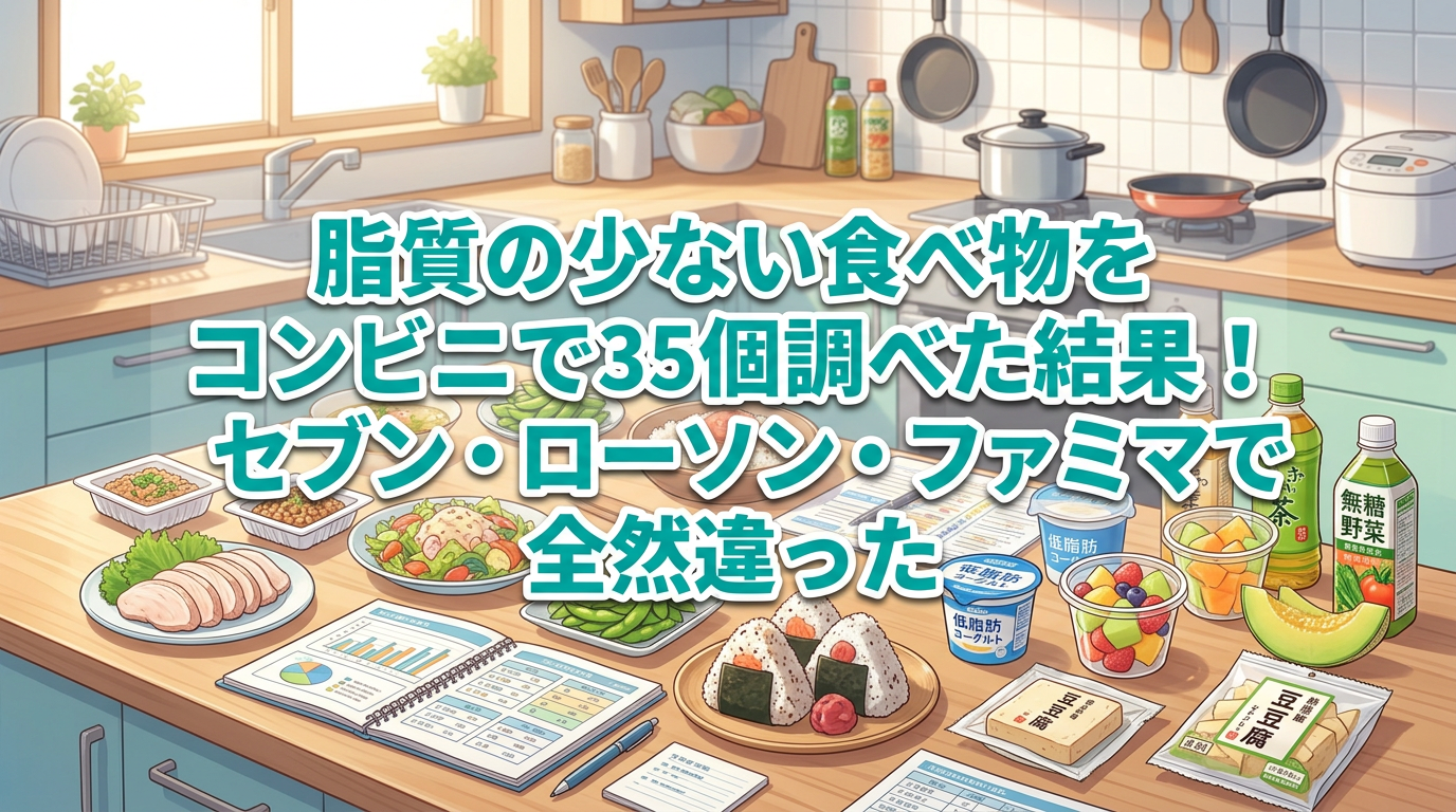 脂質の少ない食べ物をコンビニで35個調べた結果！セブン・ローソン・ファミマで全然違った